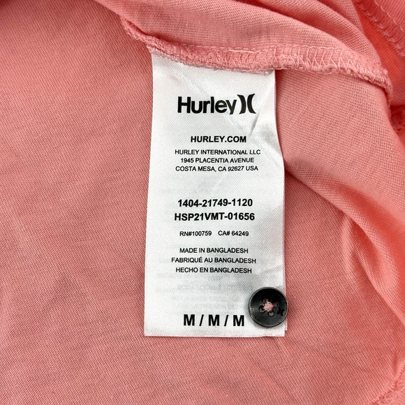 Hurley Mens M 100% Cotton Long Raglan Sleeve Henley Neck Shirt Multi Logo Casual - Picture 8 of 8